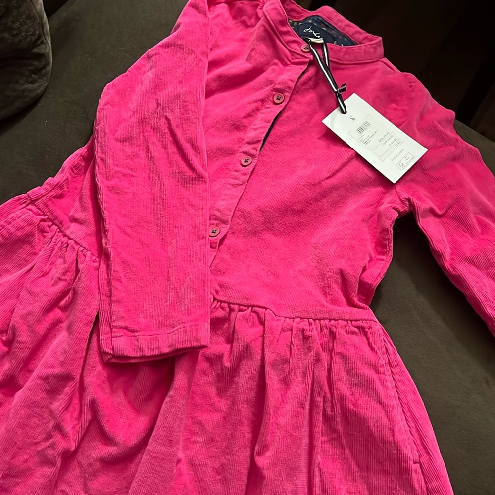 Girls Pink Corduroy Long Sleeve Dress